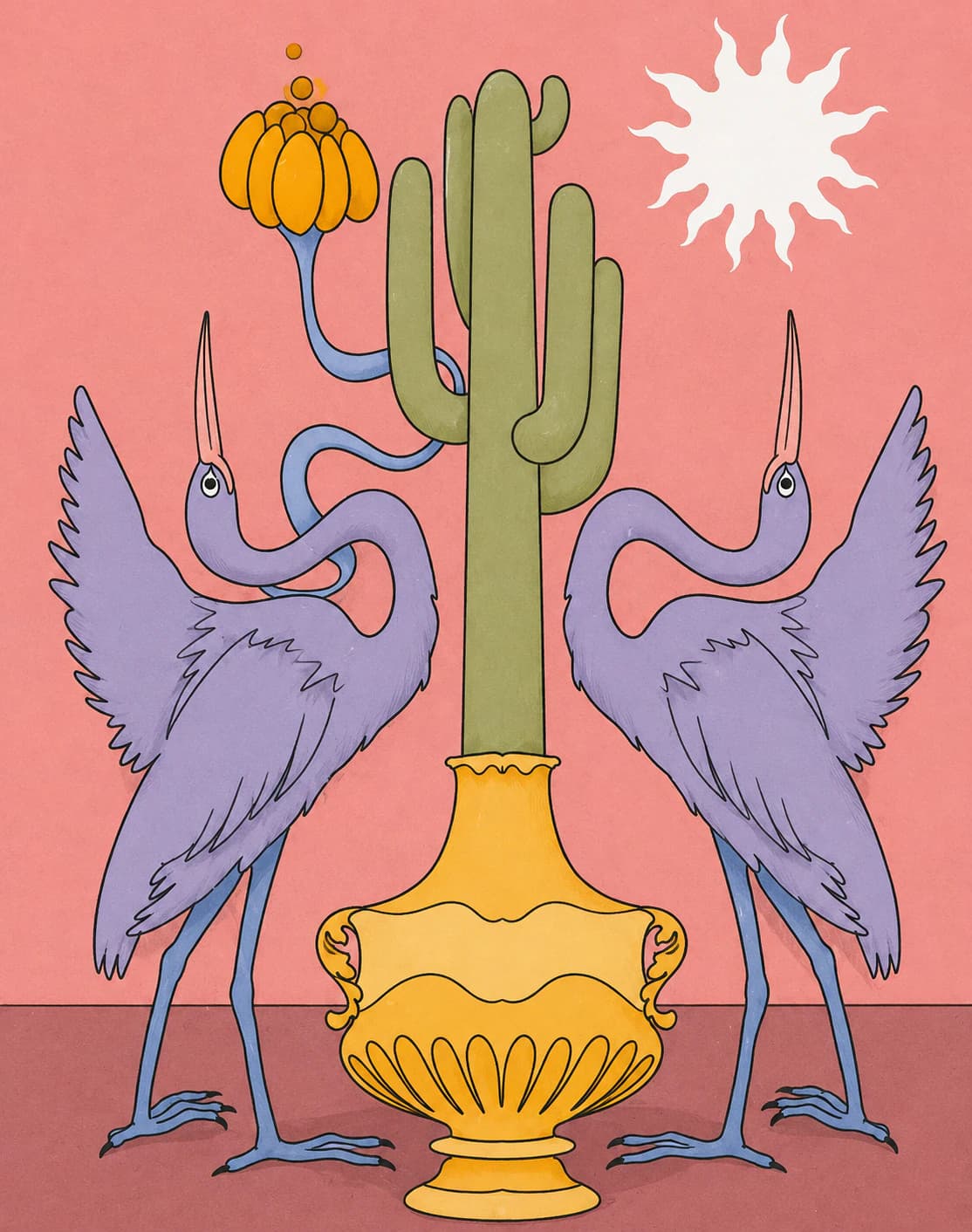 Garzas con cactus